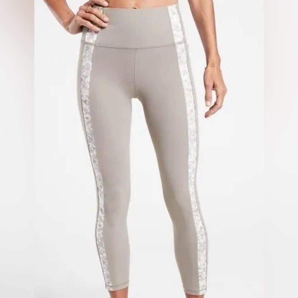 2/$30 Athleta Salutation Stash pocket 7/8 leggings.  Taupe and cream.  SZ XS